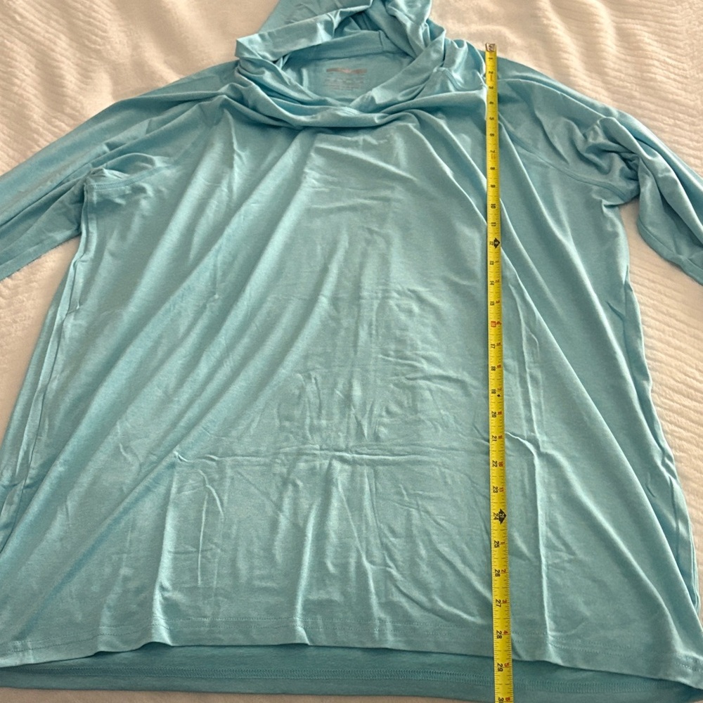 Soft Light Blue Hooded Pullover Top - Picture 3 of 4